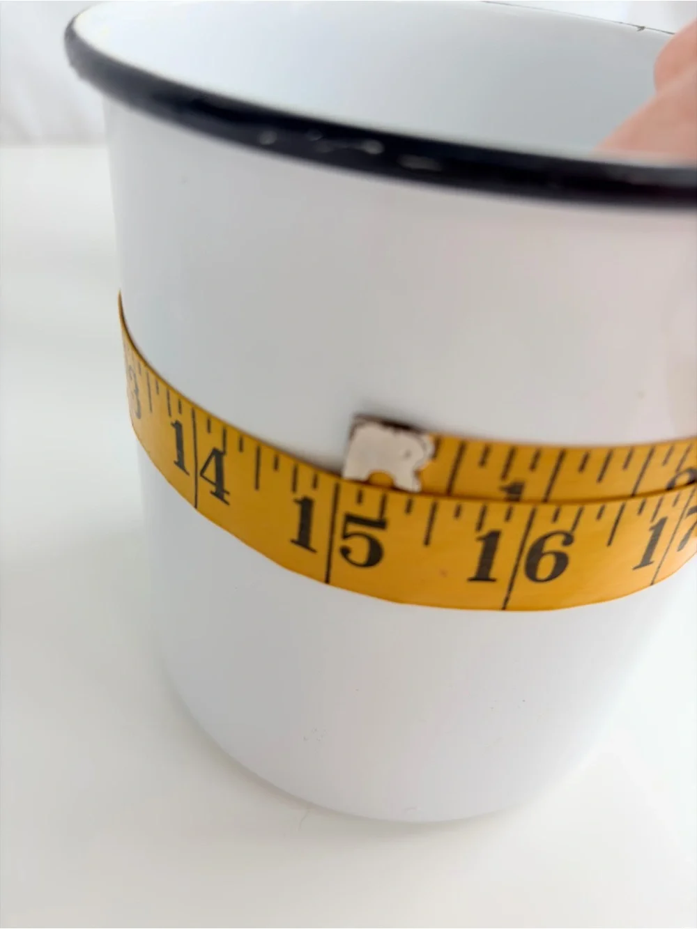 2 Piece Canister Set Vintage Inspired White & Enamel Black Rim Round Tin Storage